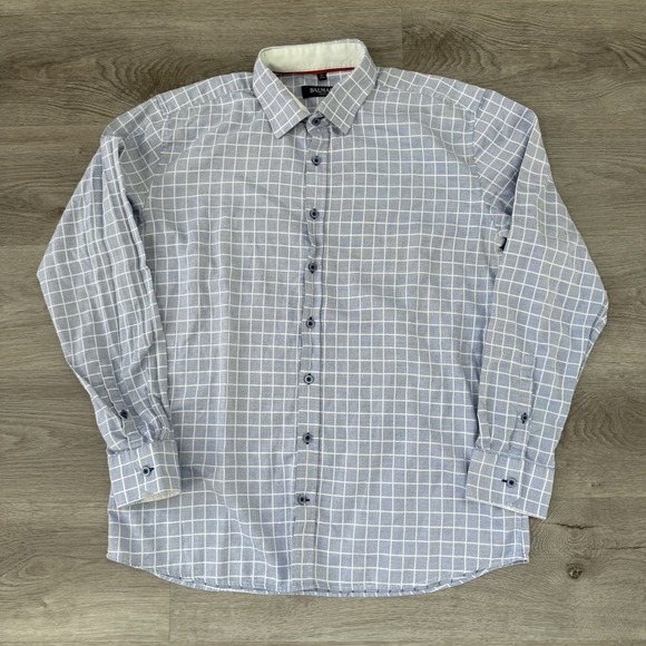 Balmain Other - Balmain Paris Mens Size XL Plaid Check Long Sleeve Button Shirt Textured Cotton